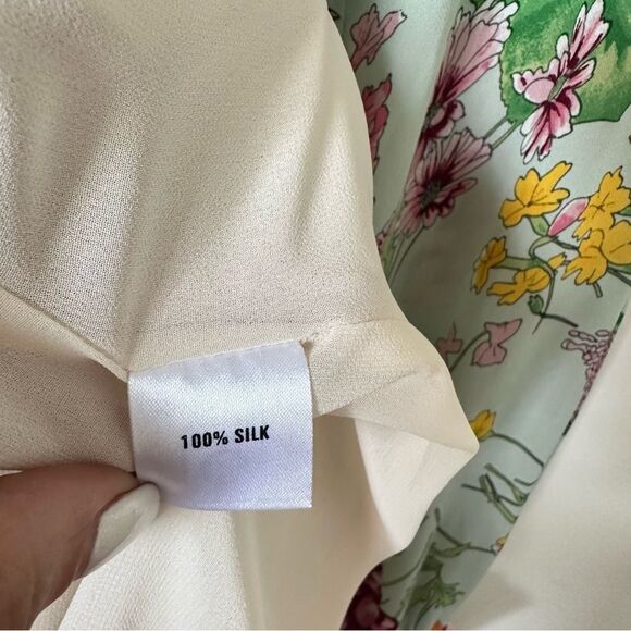 NWT Austin Reed Long Sleeve Green Floral Wrap Up Silk Dress - Picture 5 of 6